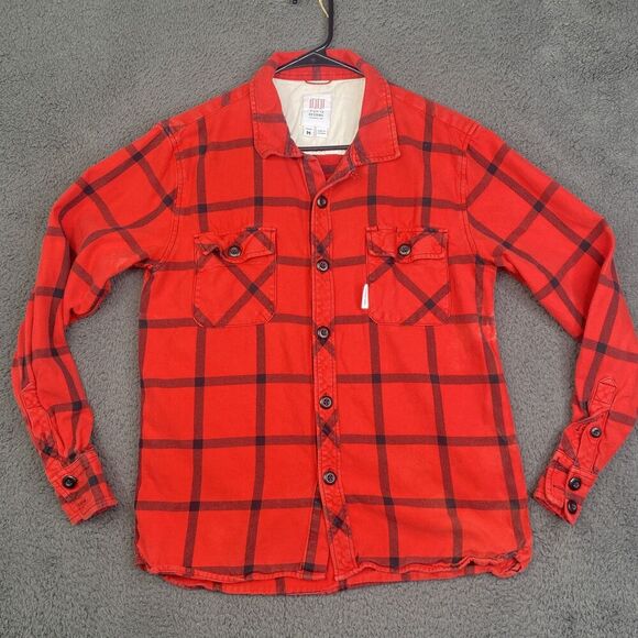 Topo Designs Shirt Mens Medium Plaid Flannel Button Down Long Sleeve Mountain - Picture 1 of 11